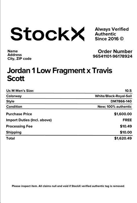 printable stockx receipt.